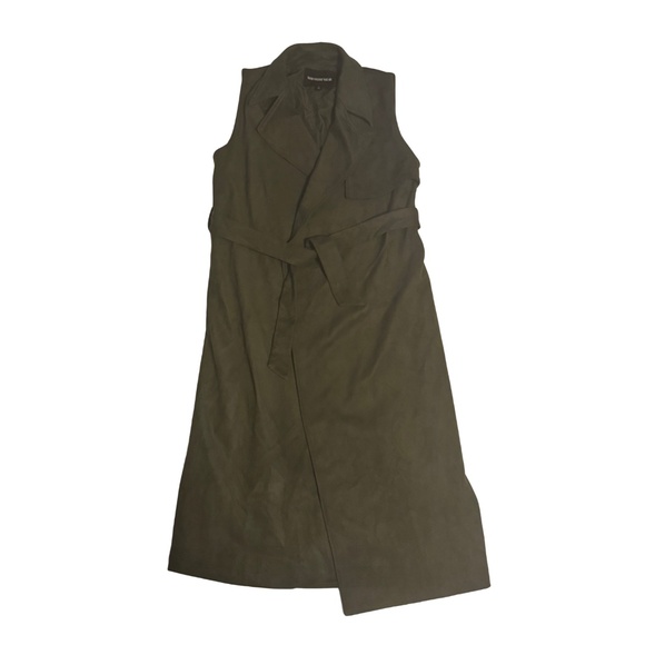 WHO WHAT WEAR SUEDE SLEEVELESS WRAP TRENCH COAT - Picture 1 of 3